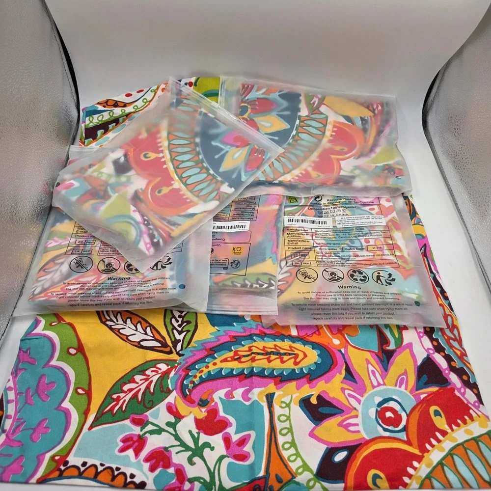 Bohemian Paisley Floral Multi-Color Pillowcase lot of 6 20x30 Polyester Home L4